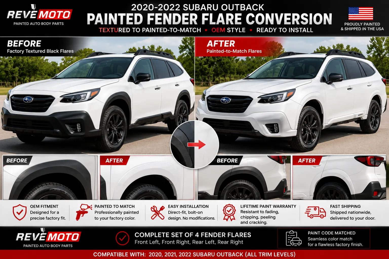2020-2022 Subaru Outback Painted Fender Flare Conversion Kit (OEM; Set of 4) | Painted to Match, Ready to Install - Image 3